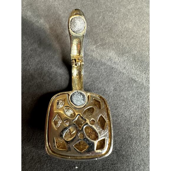 two tone Silver and gold with rhinestone cable style magnetic pendant - Picture 7 of 7